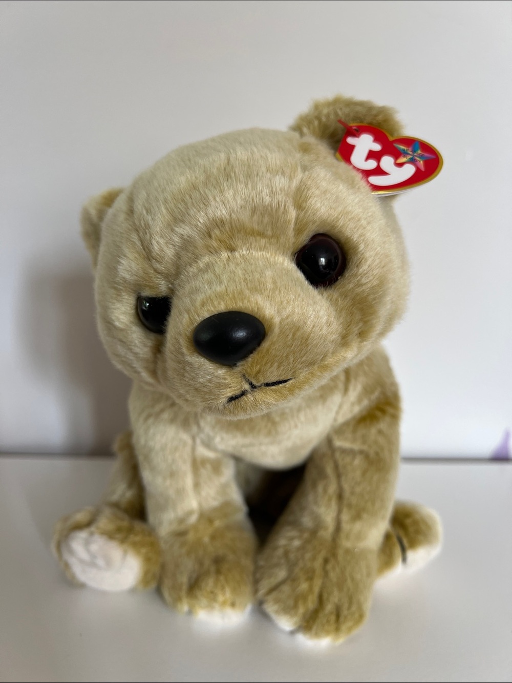 VINTAGE Ty Beanie Buddy "Almond" bear, Y2K plush 9” NEW OLD STOCK! 2001